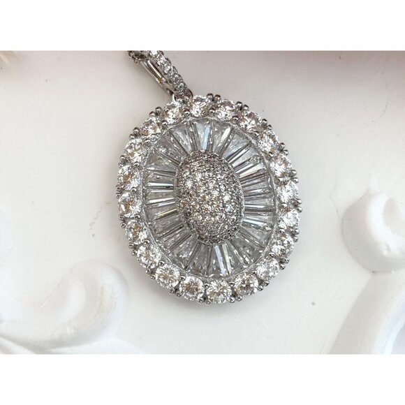 Stunning Art Deco Inspired Sterling Silver 925 Vintage Pendant Necklace - 18" - Picture 3 of 16